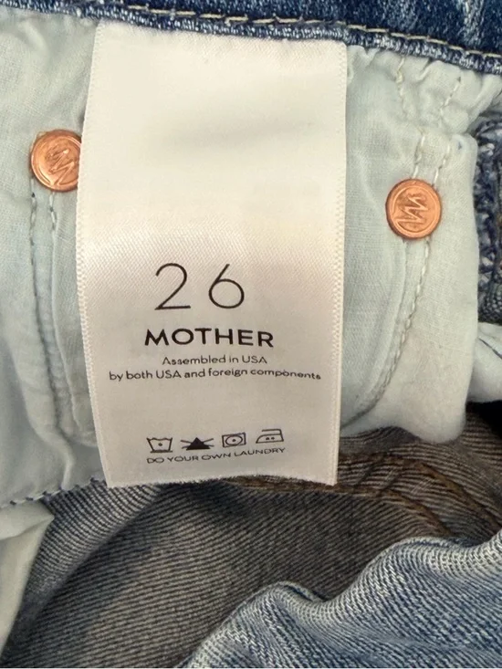 MOTHER The Looker Ankle Step Fray Jeans 26 Distressed Raw Hem High Rise - Picture 12 of 14